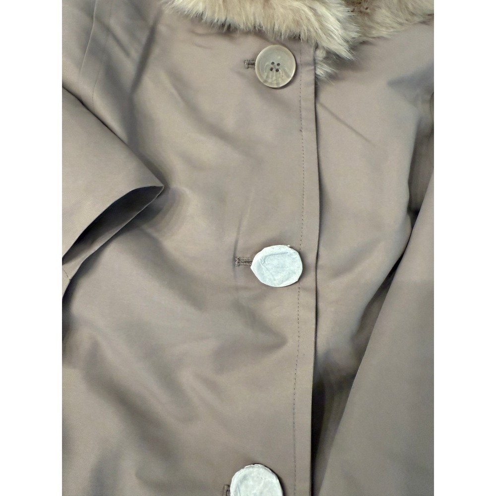 Dennis Basso 2X Faux Fur Collar Belted Coat Women's Taupe Lightweight NEW - Picture 3 of 13